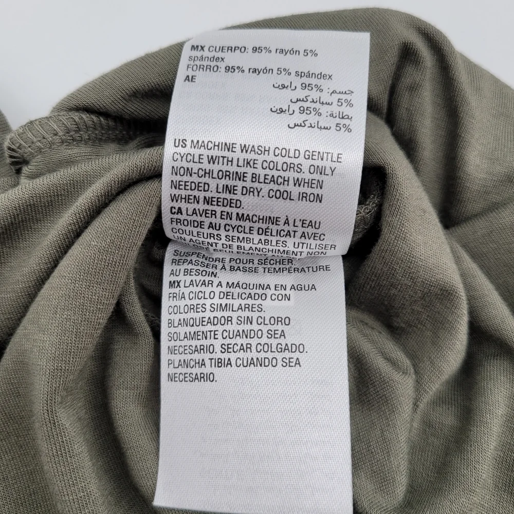 Bar III Olive Green Long-Sleeve Draped Shift Dress